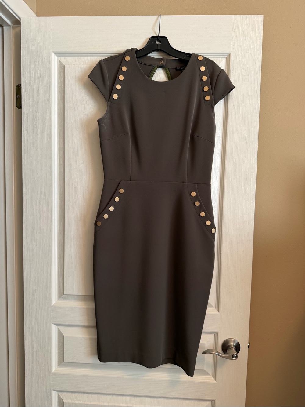 Alberto Makali Olive Green with Midi Sheath Dress with Gold Buttons